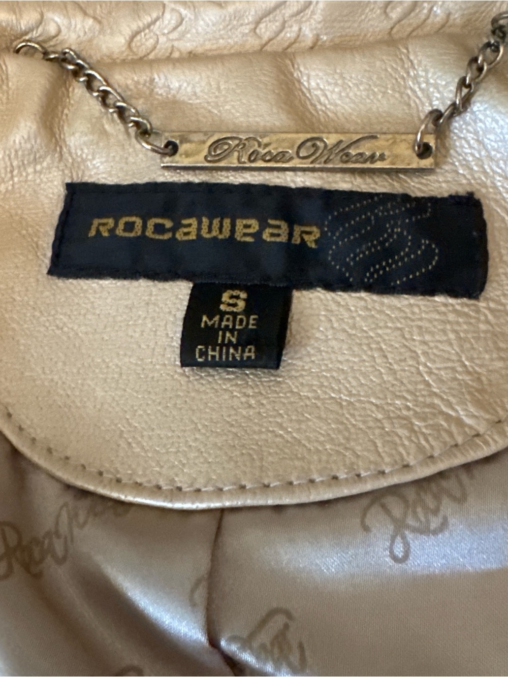 Rocawear Shimmery Gold Vintage Leather Jacket - Picture 5 of 16